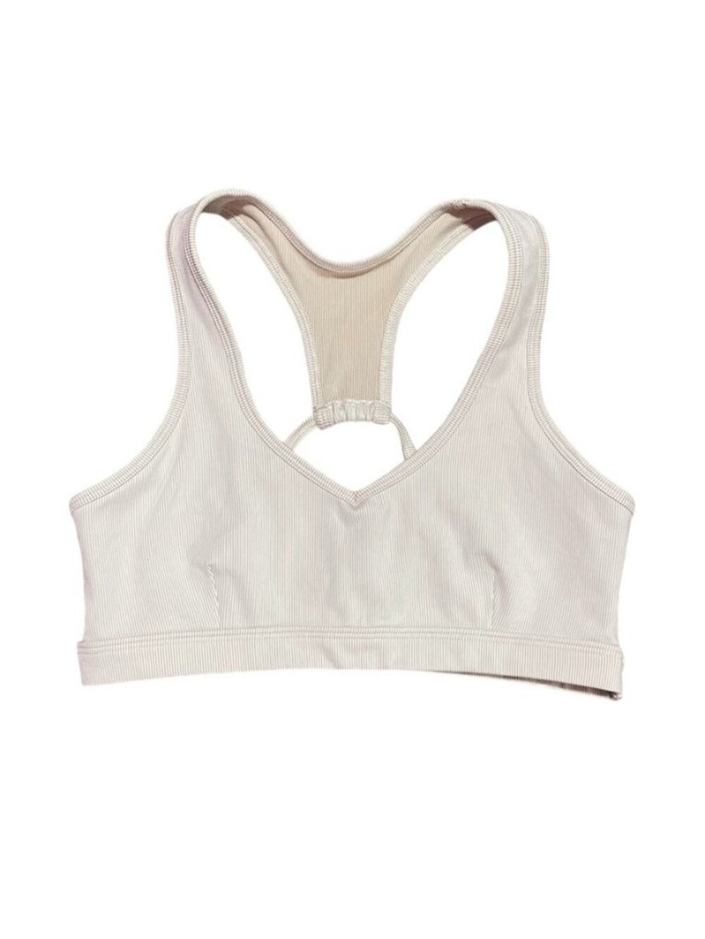 Bombshell Sportswear Sports Bra Women's Medium Off White Beige‎ Ribbed Cut-Out
